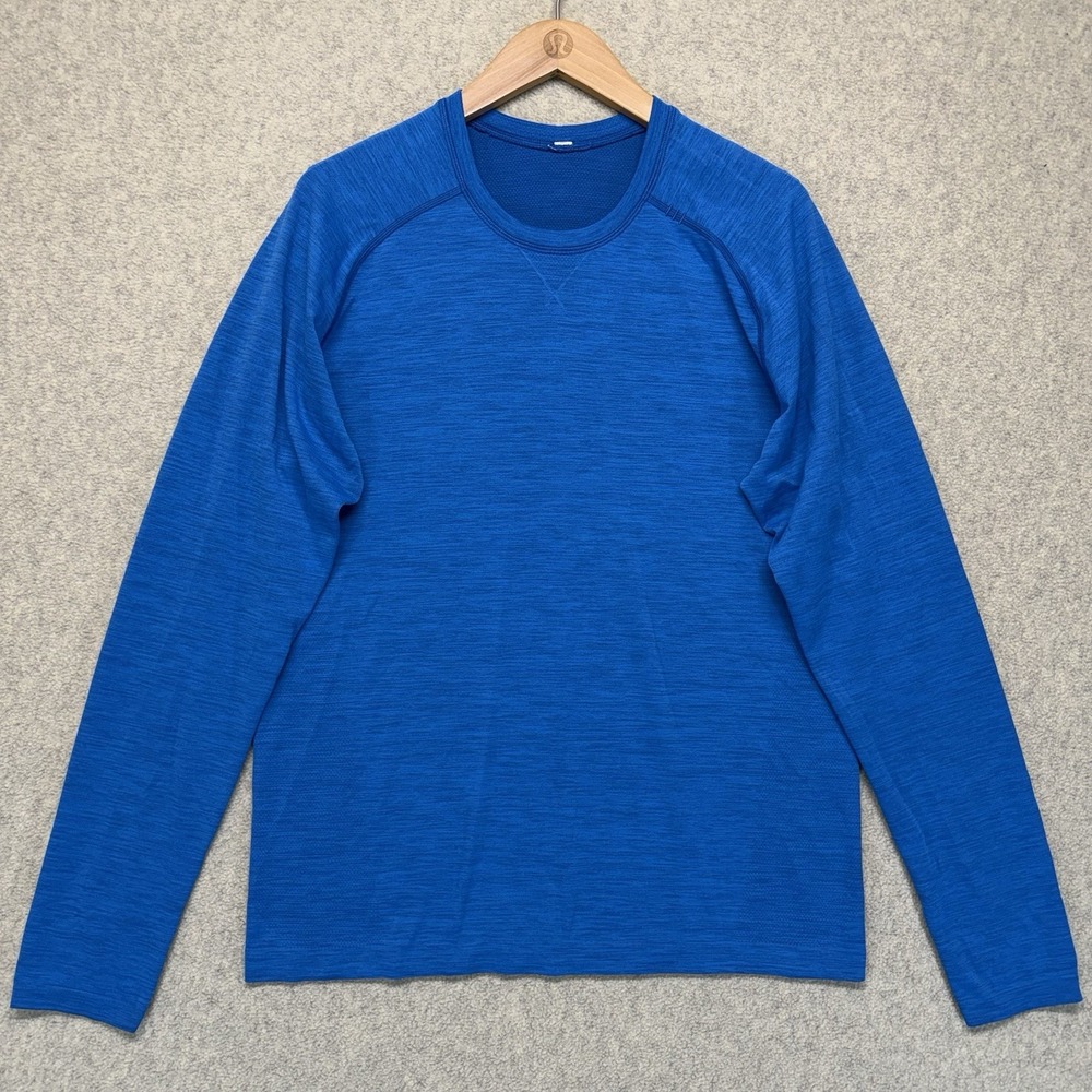 Lululemon Mens Medium Blue Long Sleeve Training Athletic Shirt Stretch